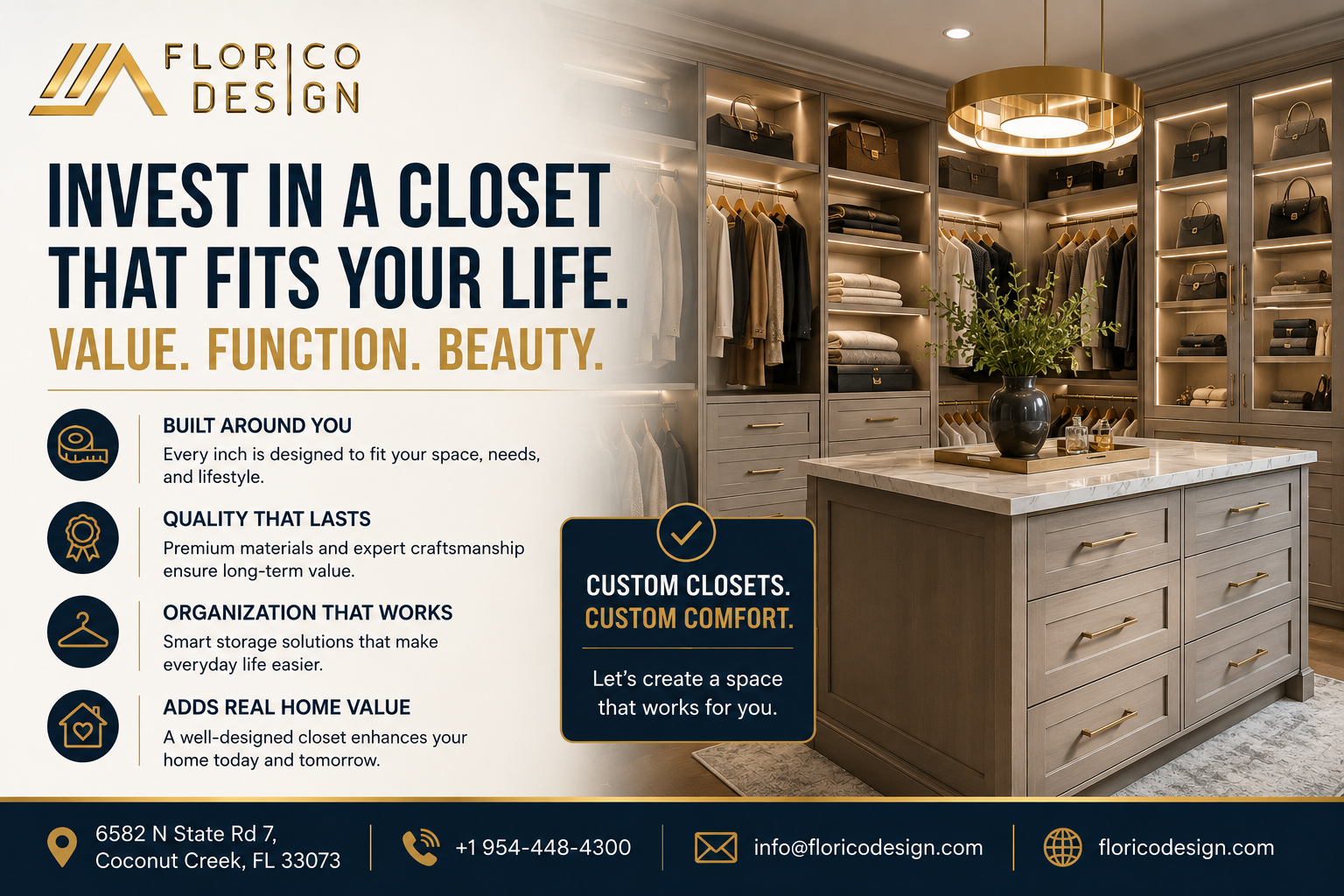 Custom Closets Prices in Florida: A 2026 Cost Breakdown for Homeowners- Florico Design — photo 1