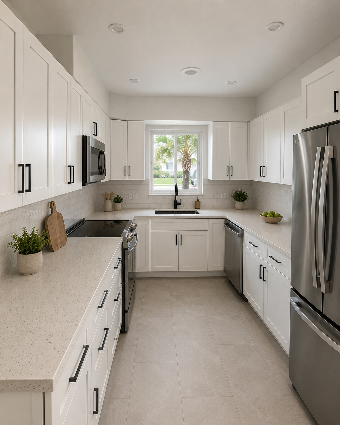 Modern White U-Shaped Kitchen