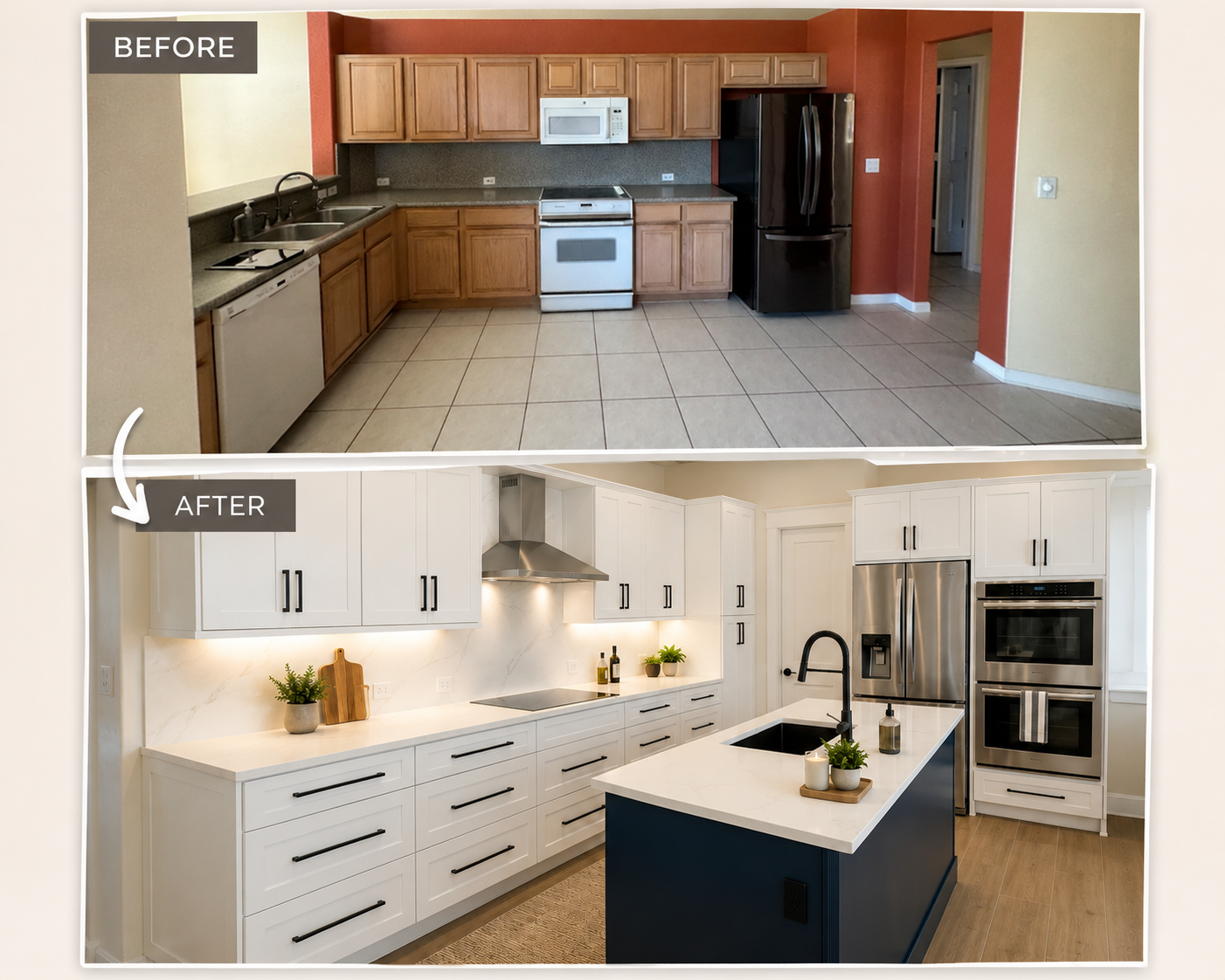 Modern Navy & White Kitchen Remodel